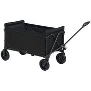 Carrello da Giardino 90x48x62 cm da 120L Pieghevole in Acciaio e Poliestere Nero