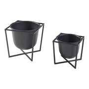Set di 2 portavasi di diverse dimensioni metallo nero 03_0010593