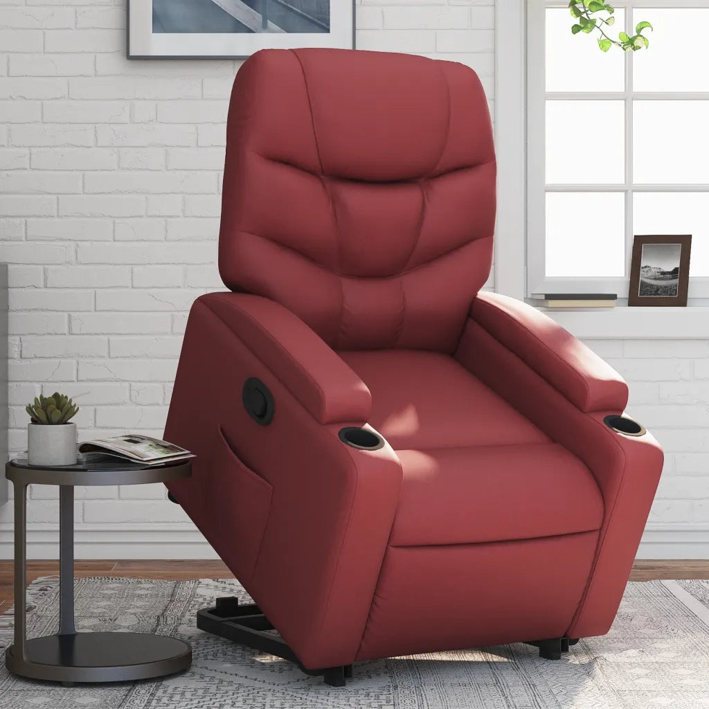 Poltrona | Sedia Relax Alzapersona Reclinabile Rosso Vino in Similpelle