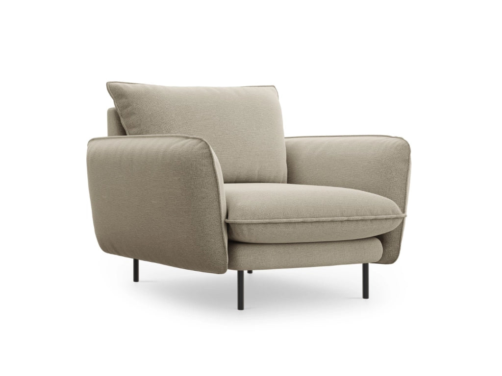 Cosmopolitan Design - Poltrona "Vienna" in tessuto strutturato beige 