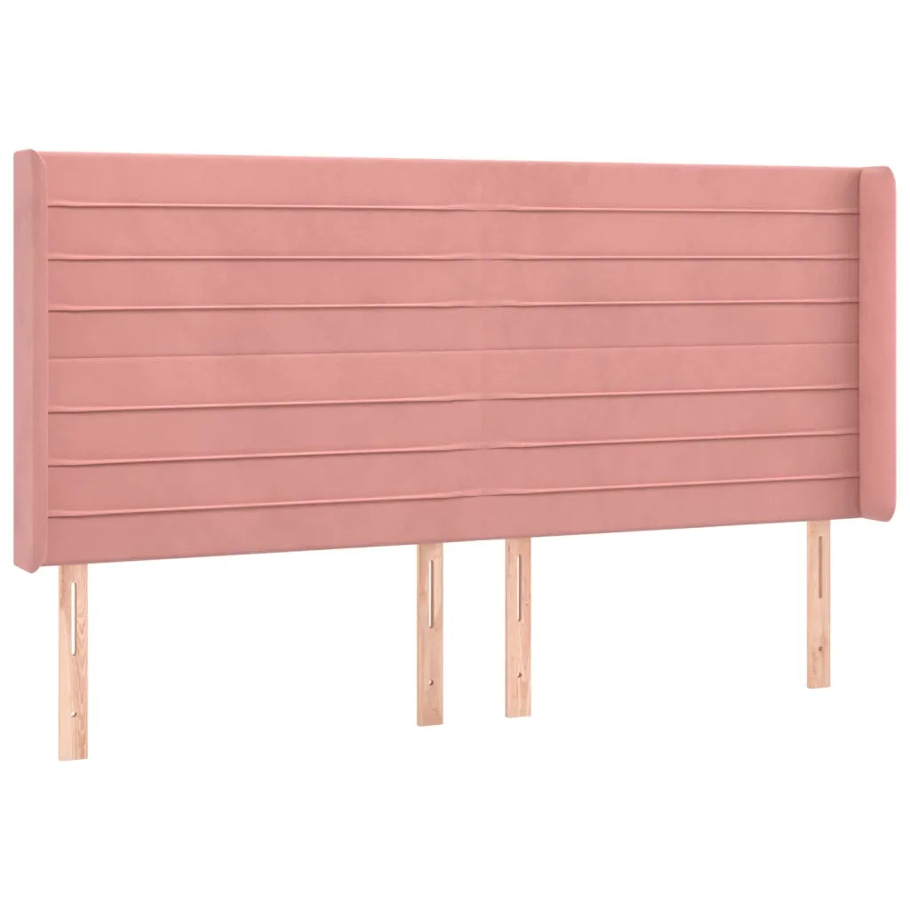 Testiera | Testata ad Orecchio Rosa 203x16x118/128 cm in Velluto