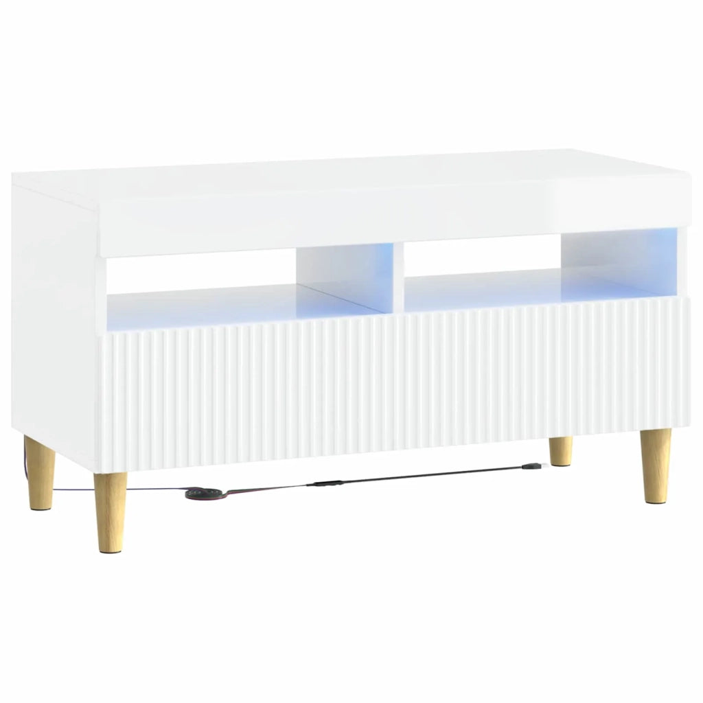 Mobile TV LED a 5 pezzi Bianco Lucido Legno ingegnerizzato 3416601