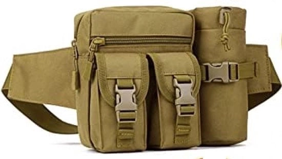 Tasca Tattica per la Testa con Sacchetto di Ricarica - Cinturino Adattabile, Sistema di Molle - Adatta per Attività Outdoor come Camminata, Campeggio, Caccia e Bicicletta - Marrone