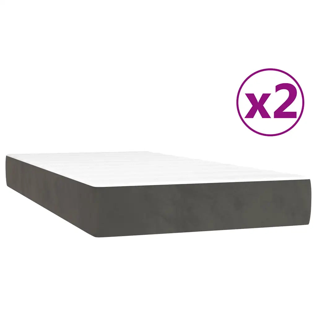 Giroletto a Molle con Materasso Grigio Scuro 200x200 cm Velluto 3144700