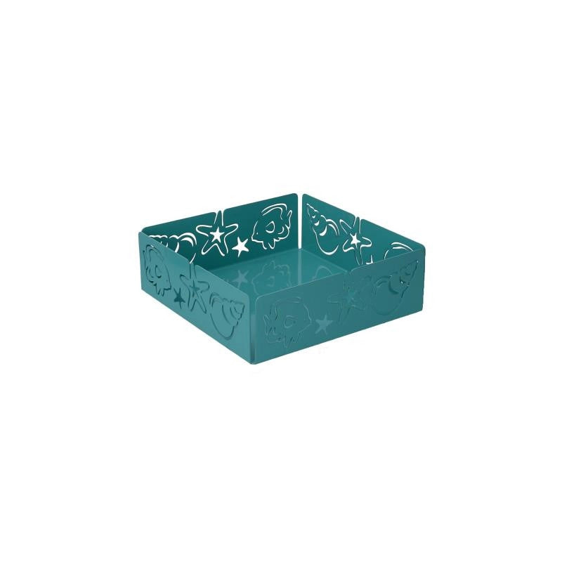 Portatovaglioli metallo mare verde acqua quadrato cm 16,5x16,5x5,5