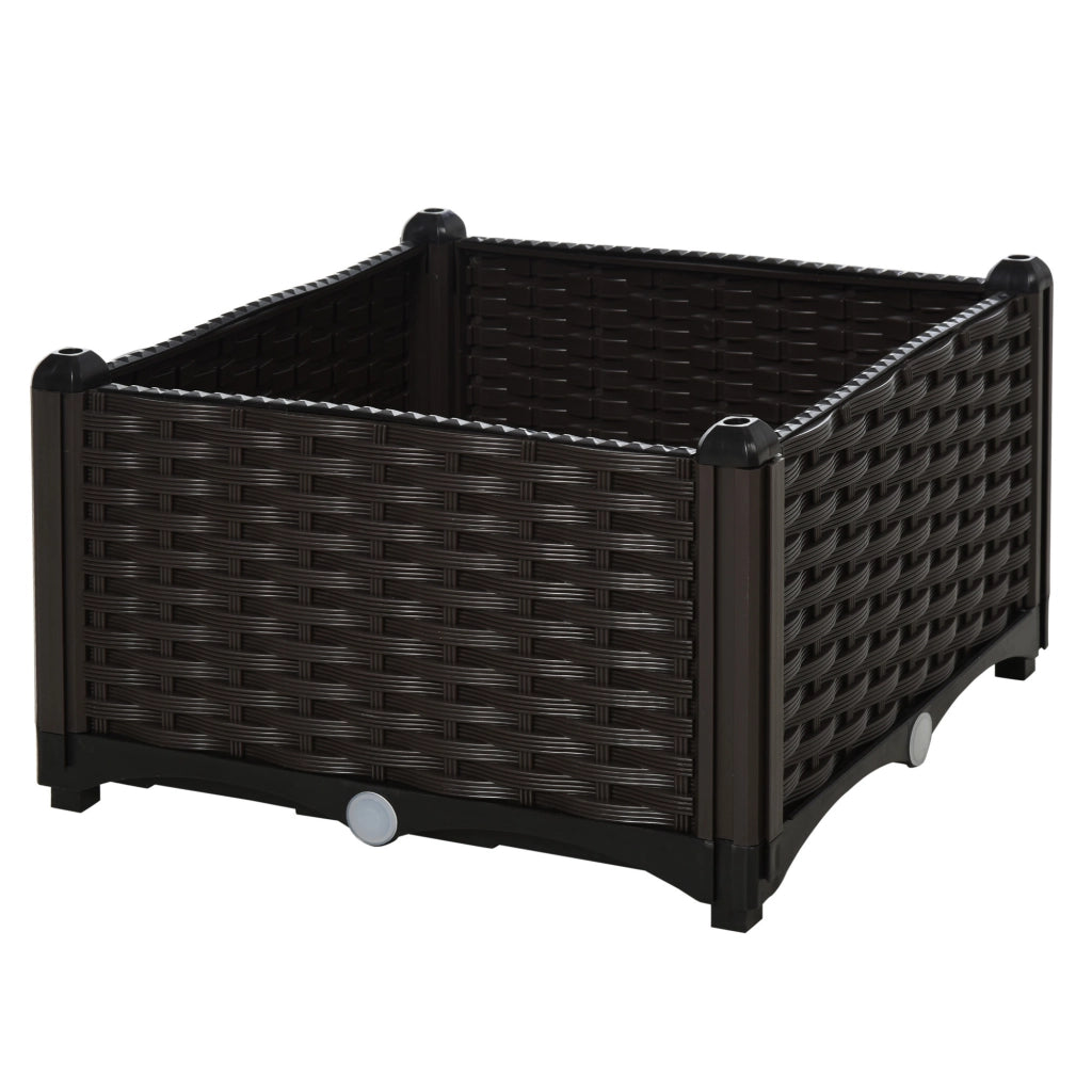 Vaso da giardino polyrattan effetto rattan ¨C zephmum ¨C marrone 40x40x44 cm