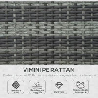 Lettino Prendisole a 2 Posti, Sdraio in Acciaio e Rattan, Schienale Regolabile, 196 x 120 x 28cm Grigio