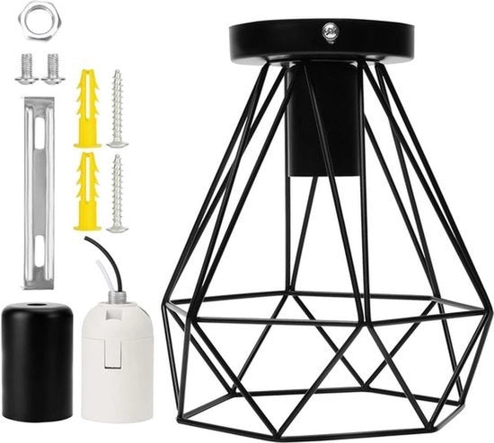 Lampada da soffitto - Industriale - Vetro - Retro - Nero - Regolabile - Adatto per E27 Fonte di luce - Per Cucina e Salotto