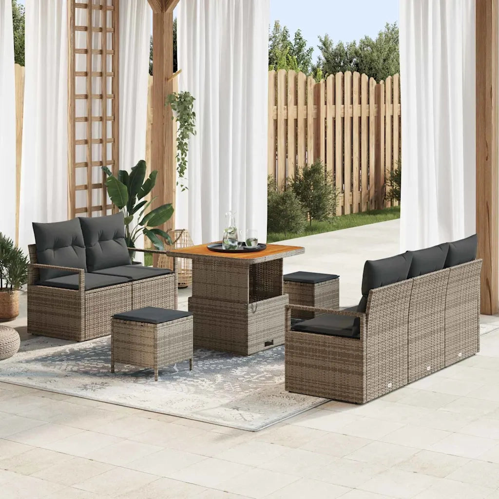 Set Divano da Giardino con cuscino 8 pcs Grigio 3364418
