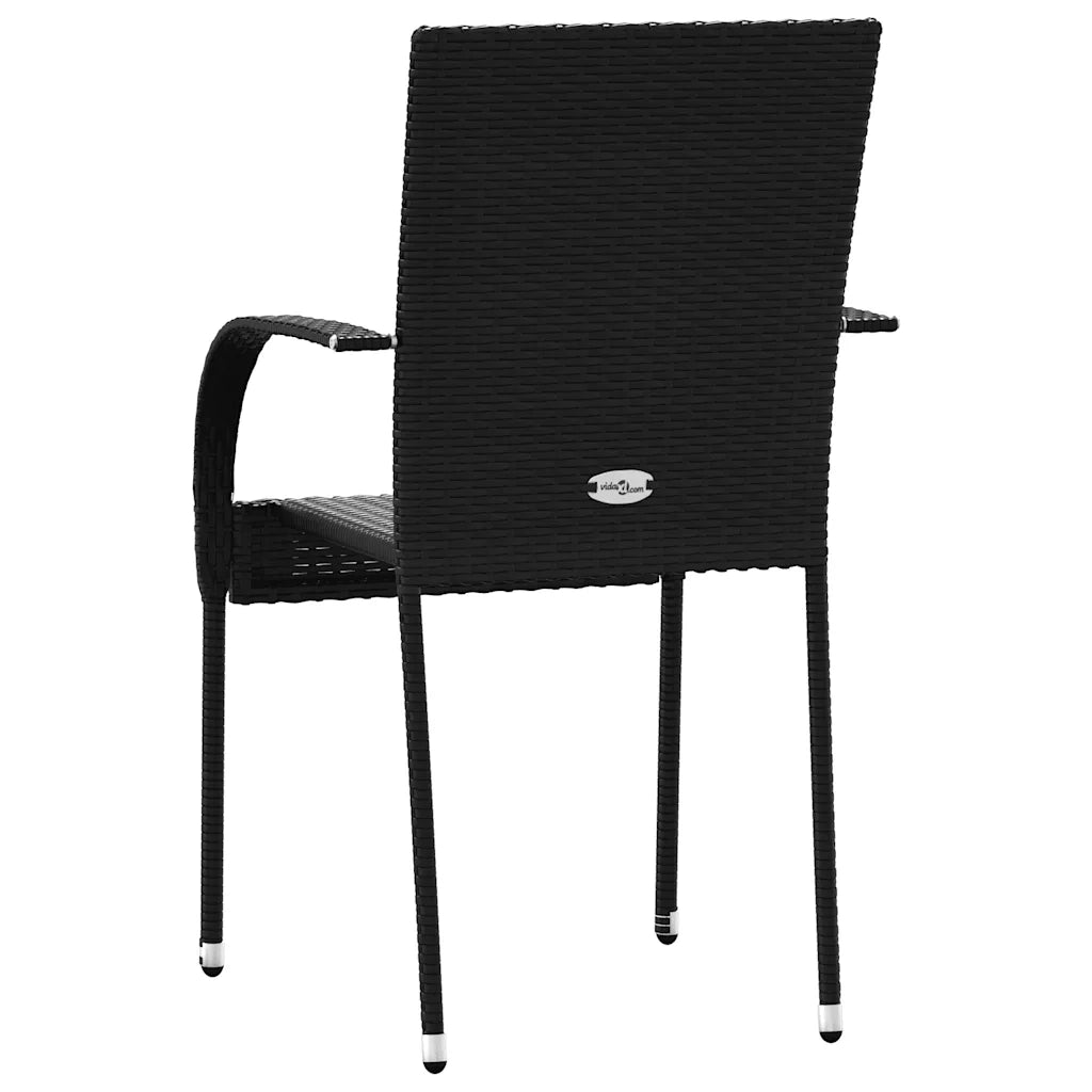 Sedie da Esterno Impilabili 2 pz in Polyrattan Nere cod mxl 13928