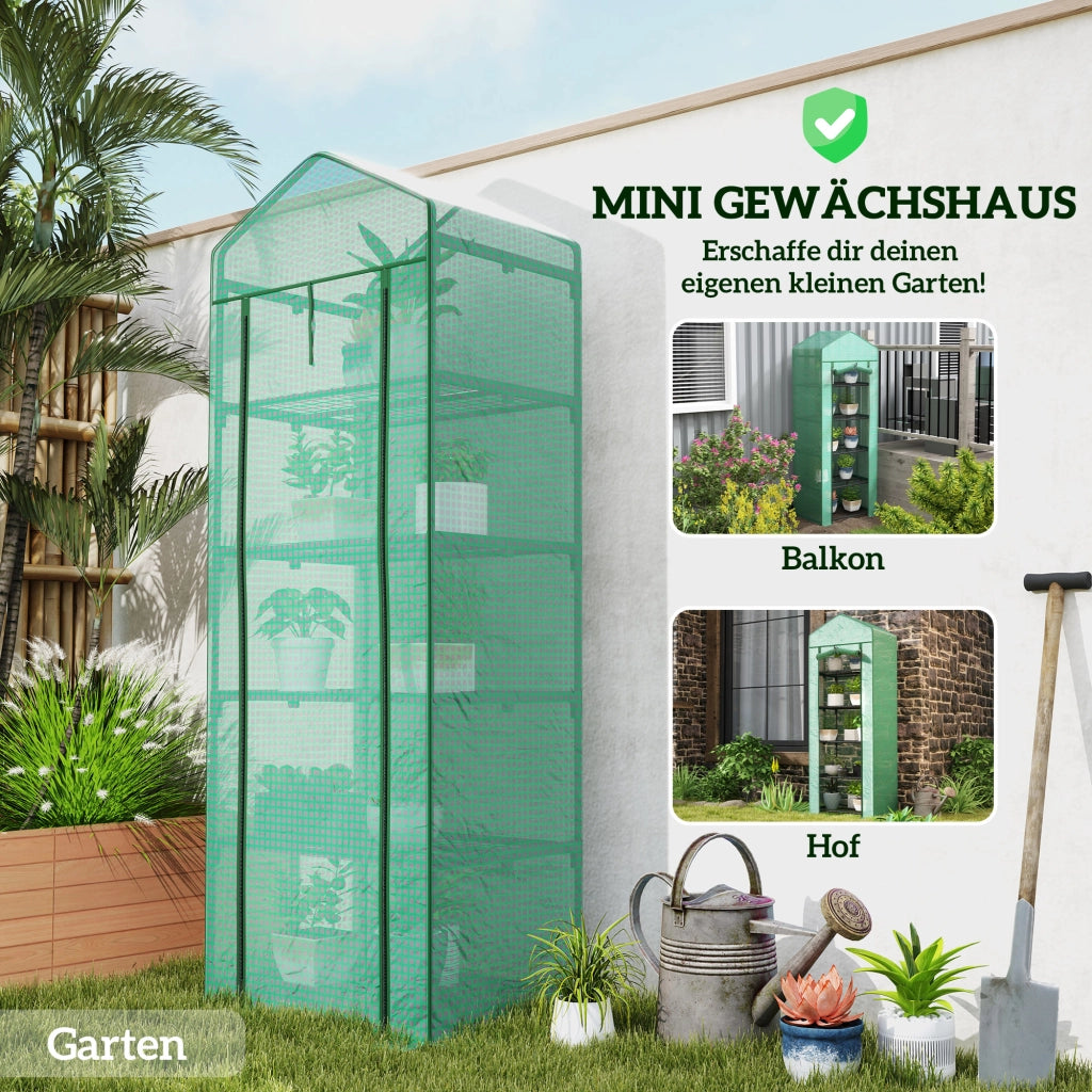 SERRA con 5 Livelli 69x49x193 cm in Plastica Verde