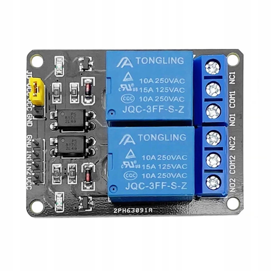 Modulo Relè a 2 Canali 12V – Compatibile con Arduino | Isolamento Ottico, SPDT, 10A