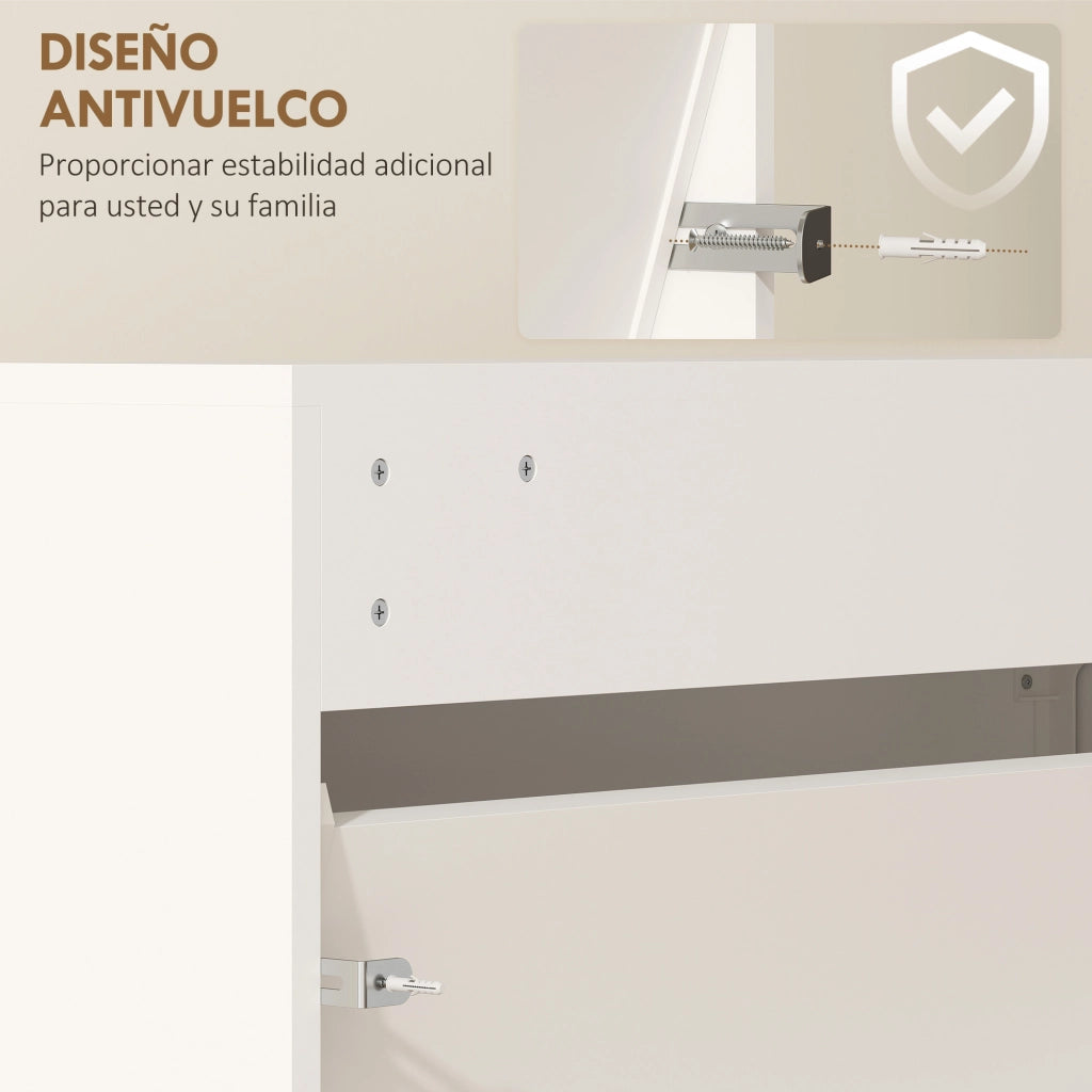 Scarpiera con Specchio e 3 Ante ¨C zephmum ¨C Bianco 65x17x114,5 cm