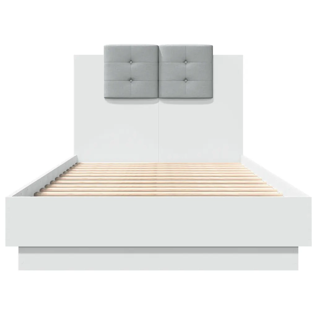 Letto singolo | Letto per adulti | Giroletto con Testiera e LED Bianco 75x190 cm