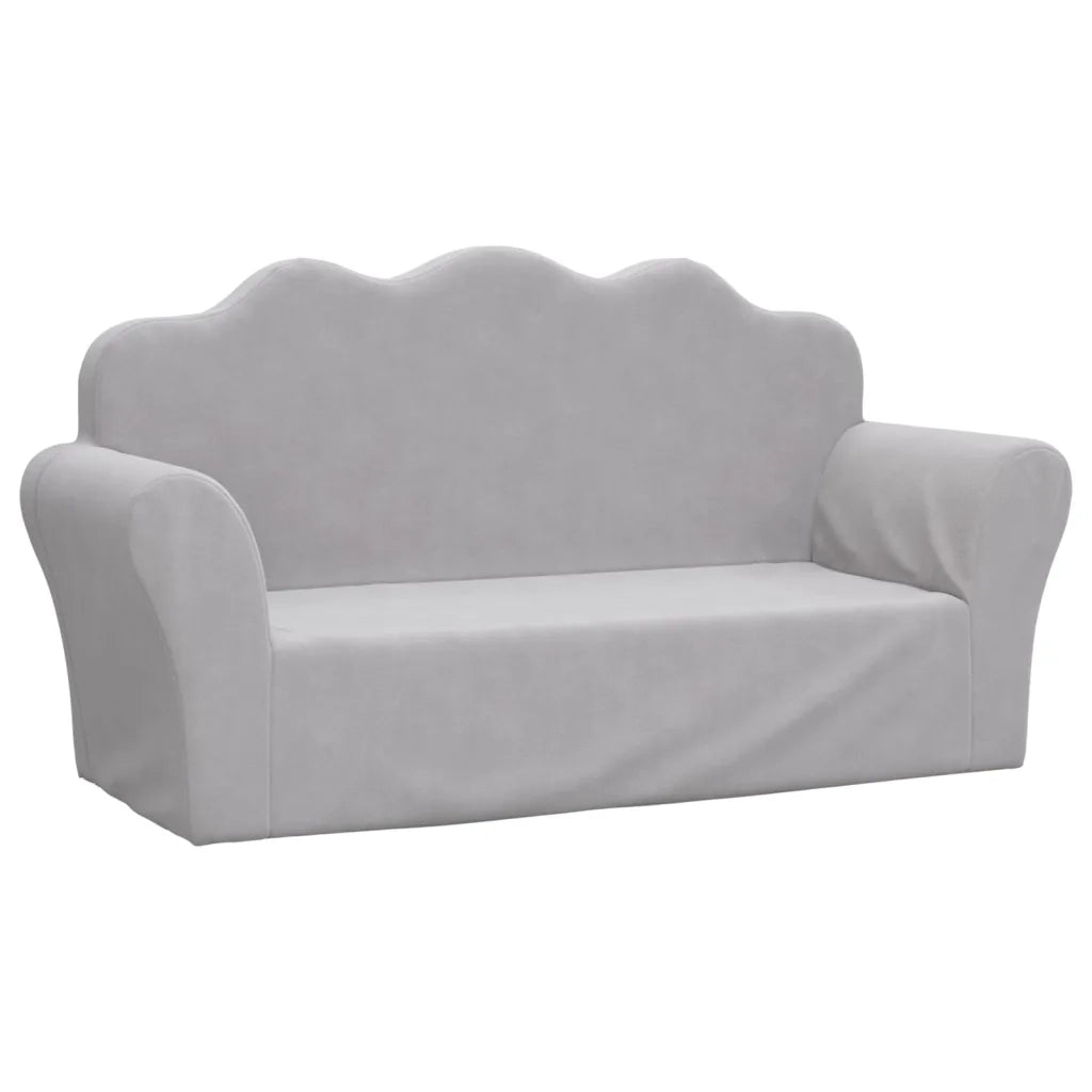 Divano per Bambini a 2 Posti Grigio Chiaro in Morbido Peluchecod mxl 110365