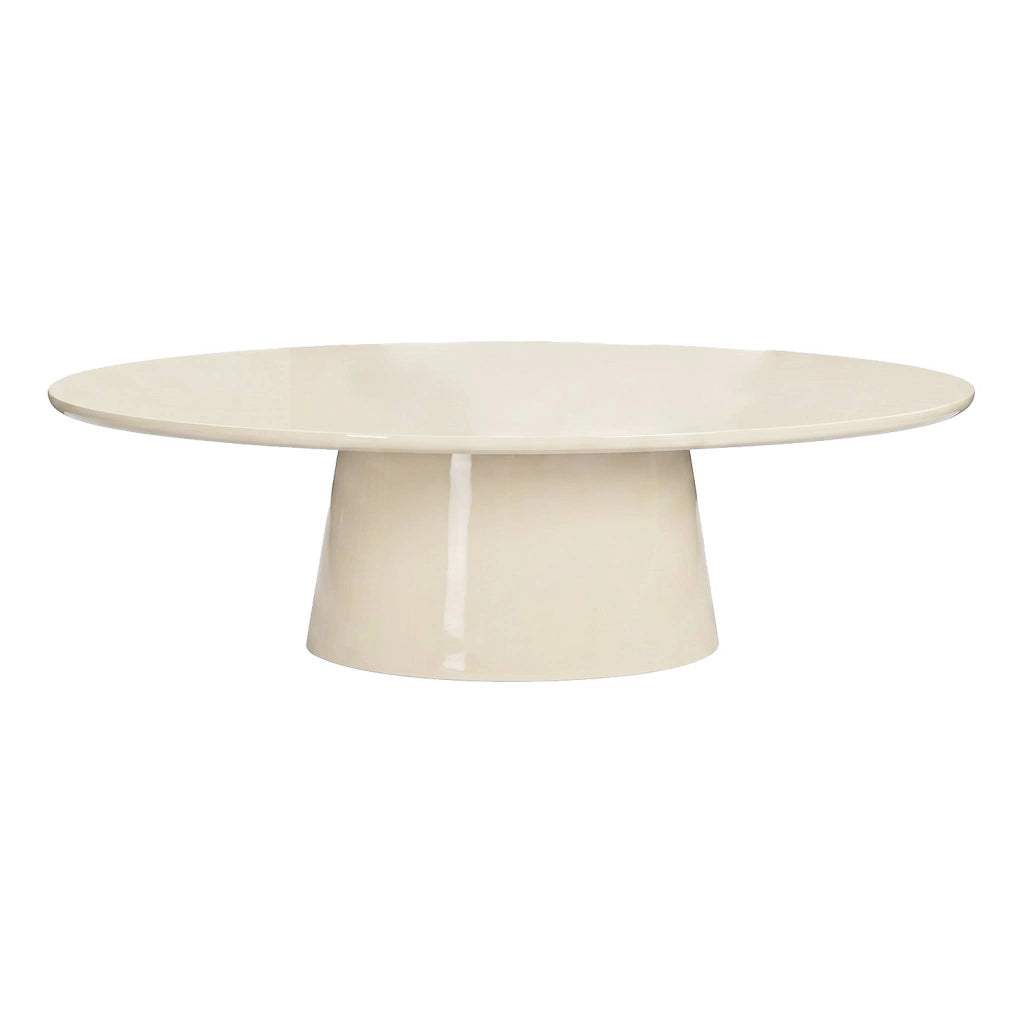 Tavolino ovale finitura lucida, crema