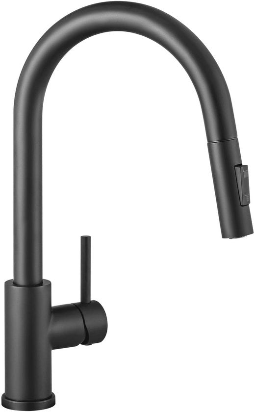 Zwarte Keukenkraan con Sproeier Uittrekbare, Sproeier per Acqua per Lavabo, Due Sfoghi, 360° Rotativo, Mat Zwart Acciaio Inox