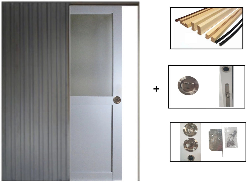Porta scorrevole Athena Style Atelier En Enrobe Gris Clair Larghezza 83 + sistema senza maniglia