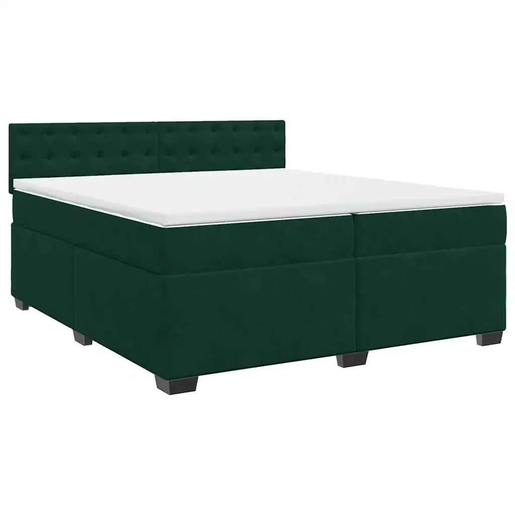 Giroletto a Molle con Materasso Verde Scuro 200x200 cm Velluto