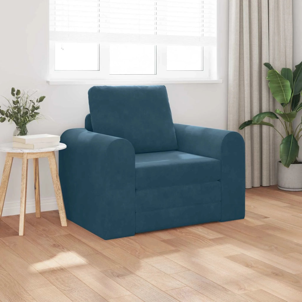 Divano letto | Sof¨¤ letto | Letto singolo Blu 98 x 71 x 83 cm Velluto
