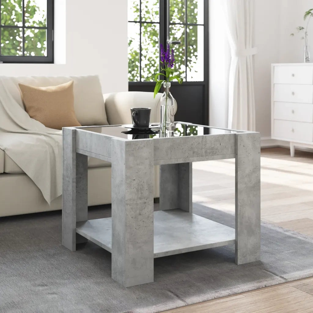 Tavolino Salotto con LED Grigio Cemento 53x53x45 cm Multistrato 847542