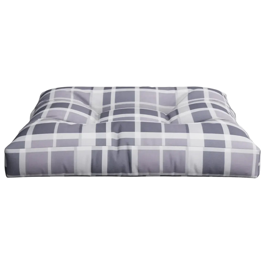 Cuscino per Pallet a Quadri Grigi 70x70x12 cm in Tessuto