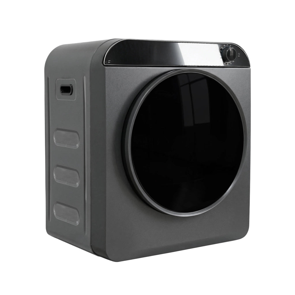 Asciugatrice compatta 5 kg con 4 programmi; sterilizzazione e montaggio a parete; grigio argento