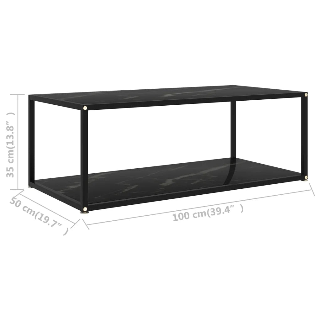 Tavolino da Salotto Nero 100x50x35 cm in Vetro Temperato cod mxl 18606