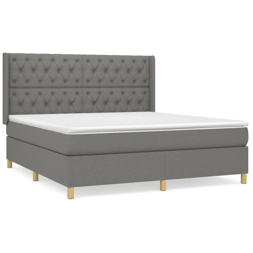 Giroletto a Molle con Materasso Grigio Scuro 160x200 cm Tessuto cod mxl 61630