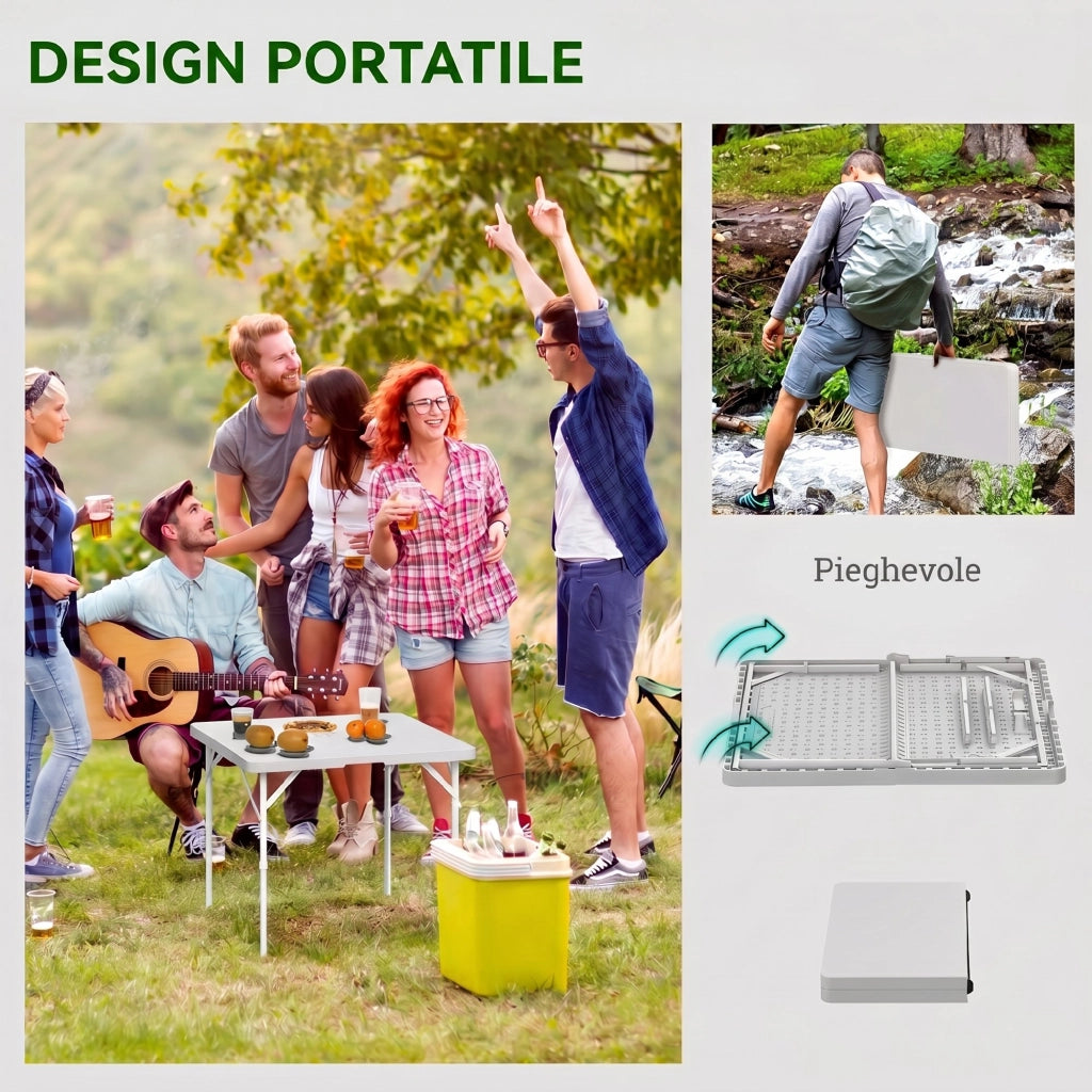 Tavolo Pieghevole e Regolabile ¨C Minimal ¨C Grigio Scuro, HDPE e Metallo, 86x86x74 cm