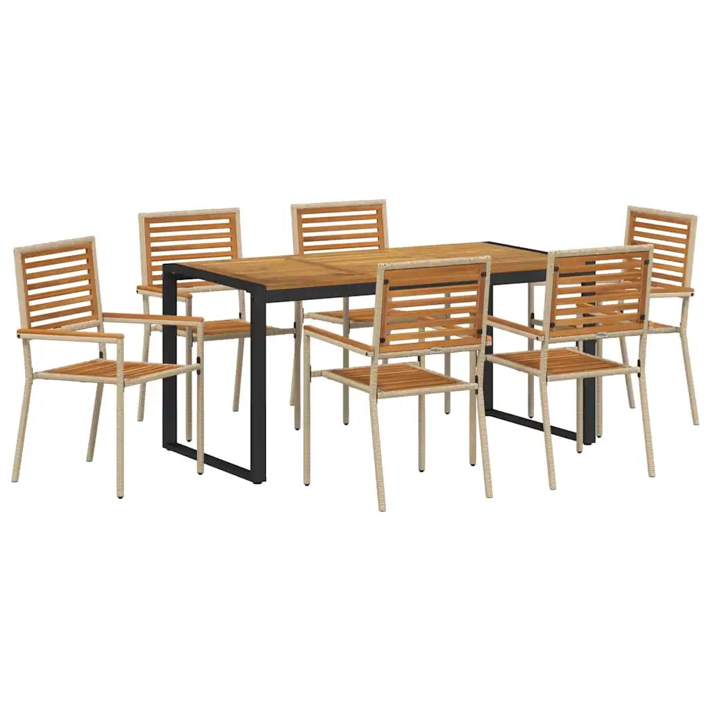 Set da Pranzo per Giardino 7 pcs Beige e Marrone polyrattan 3365480
