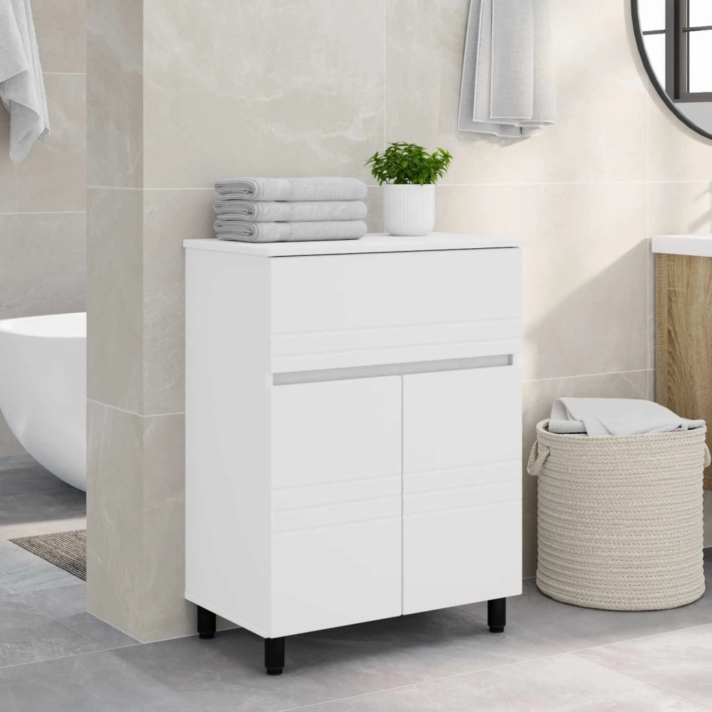 Mobiletto da bagno Bianco 60 x 35 x 80 cm Legno ingegnerizzato 889415