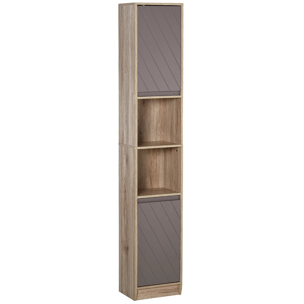 Mobile da Bagno Salvaspazio in Legno ¨C zephmum ¨C Grigio e Rovere, 30x24x170 cm