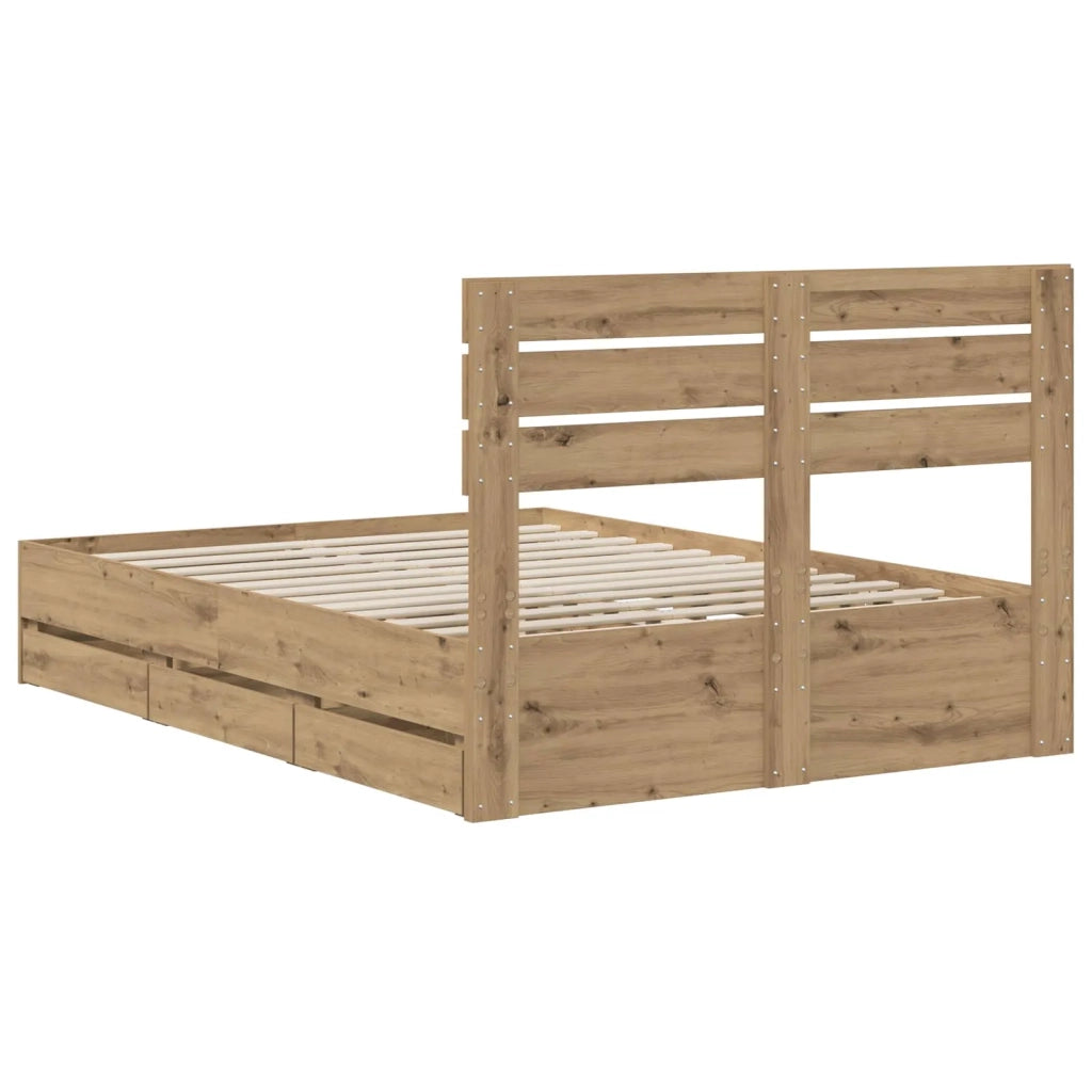 Bed Frame with Storage and Headboard Artisan Oak 160 x 200 cm 3445811