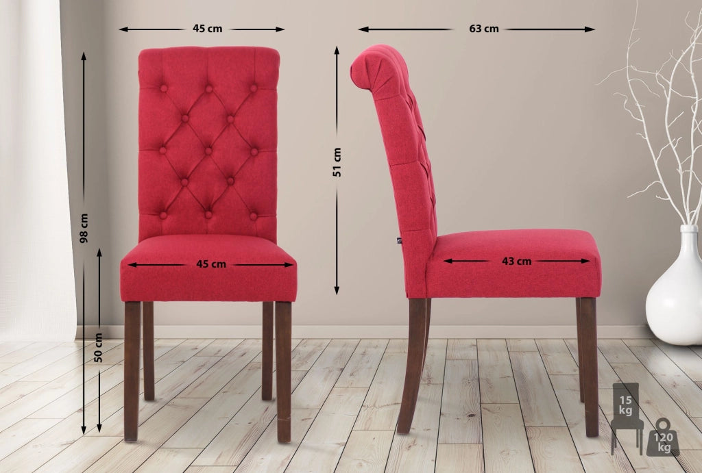 Sedia da cucina Lisburn design Chesterfield rosso,Tessuto