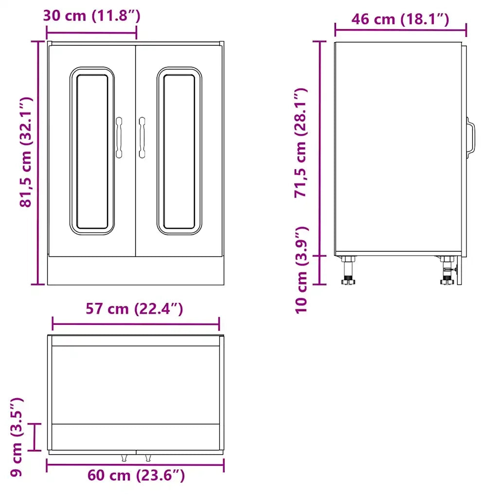 Mobile base lavello Kalmar Bianco Lucido 60x46x81,5 cm