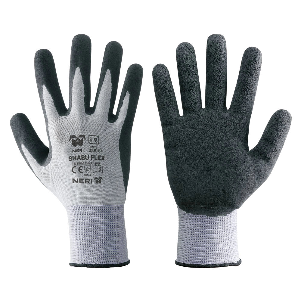 GUANTI NYLON/LATTICE 'SHABU FLEX' Tg. 9- 12 coppia  - NERI
