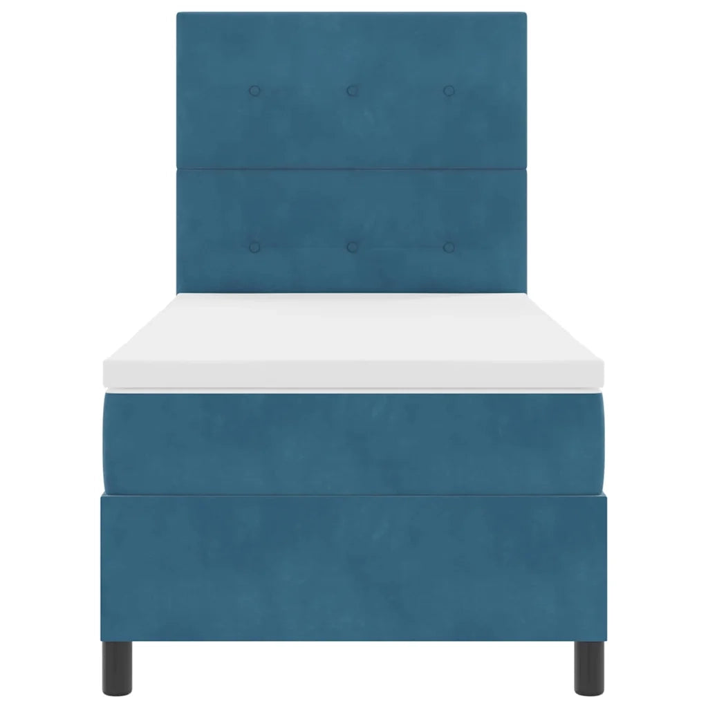 Letto a Sorgente LED con testiera Blu Scuro 80 x 200 cm Tessuto