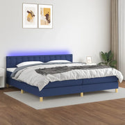 Letto a Molle Materasso e LED Blu 200x200cm in Tessuto