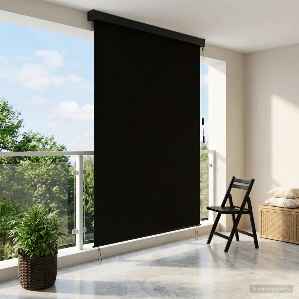 Tenda a rullo Nero 60 x 250 cm Tessuto e Alluminio 42037167