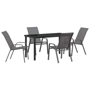 Set da Pranzo per Giardino 5 pz | Set Salotto da Giardino Grigio e Nero