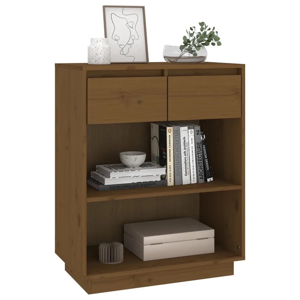 Mobile Consolle Ambrato 60x34x75 cm in Legno Massello di Pino 813837