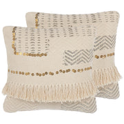Set di 2 cuscini decorativi beige 45 x 45 cm con nappe Boho Retro Decor accessori