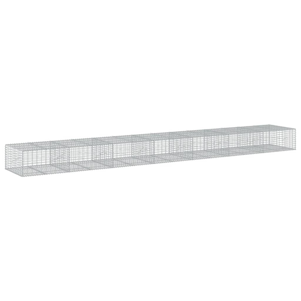 Gabbione recinto a gabbia muro di contenimento con coperchio 700 x 100 x 50 cm ferro zincato argento 02_0040192