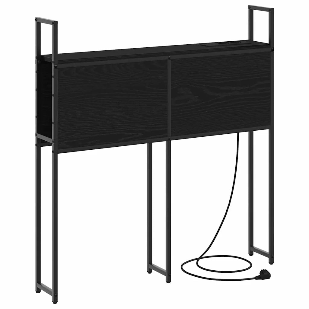 Testiera con Stazione di Carica e Storage-Testiera Multifunzionale-Testata Rovere nero 90 cm
