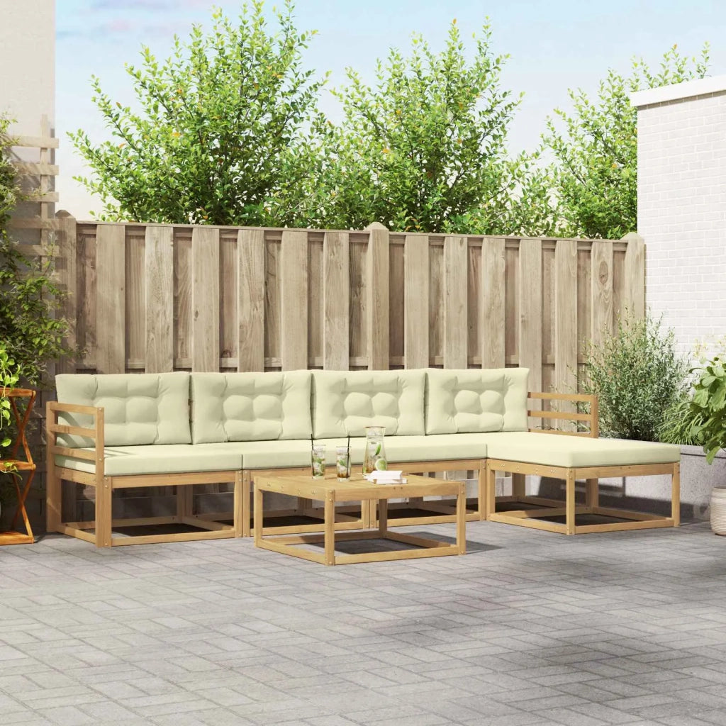 Set di divani da esterno 6 pcs Bianco e Crema 79 x 79 x 37 cm
