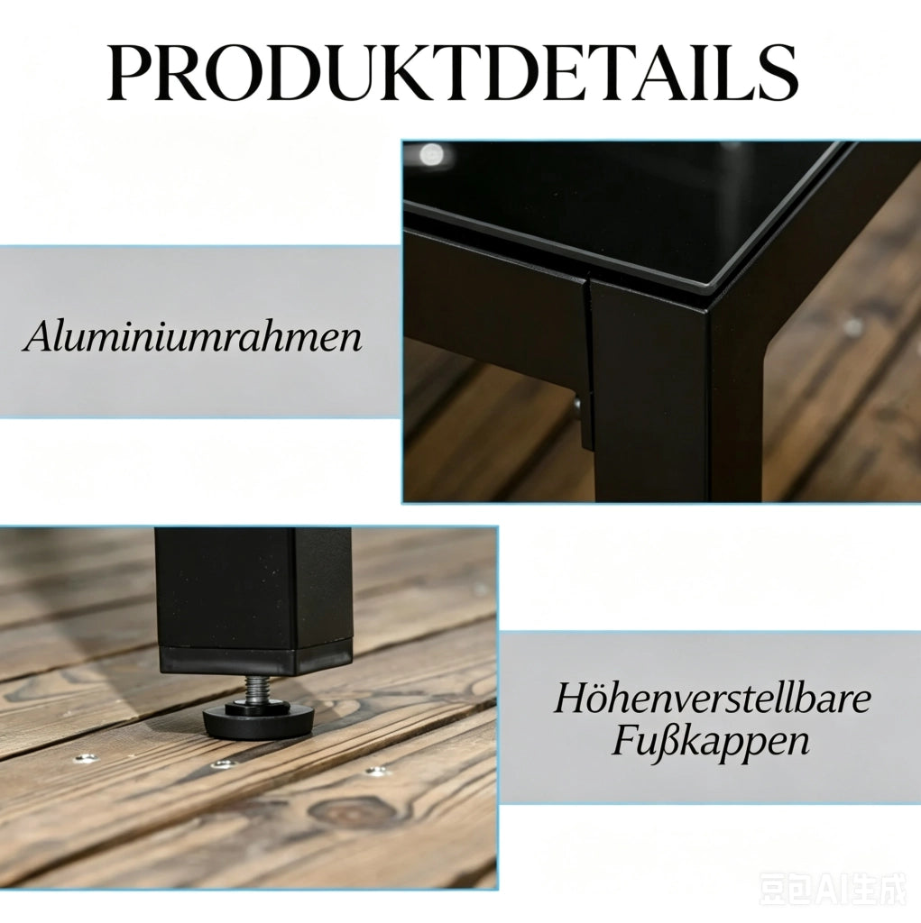 TAVOLO da pranzo da esterno 180x80x72 cm Alluminio Nero