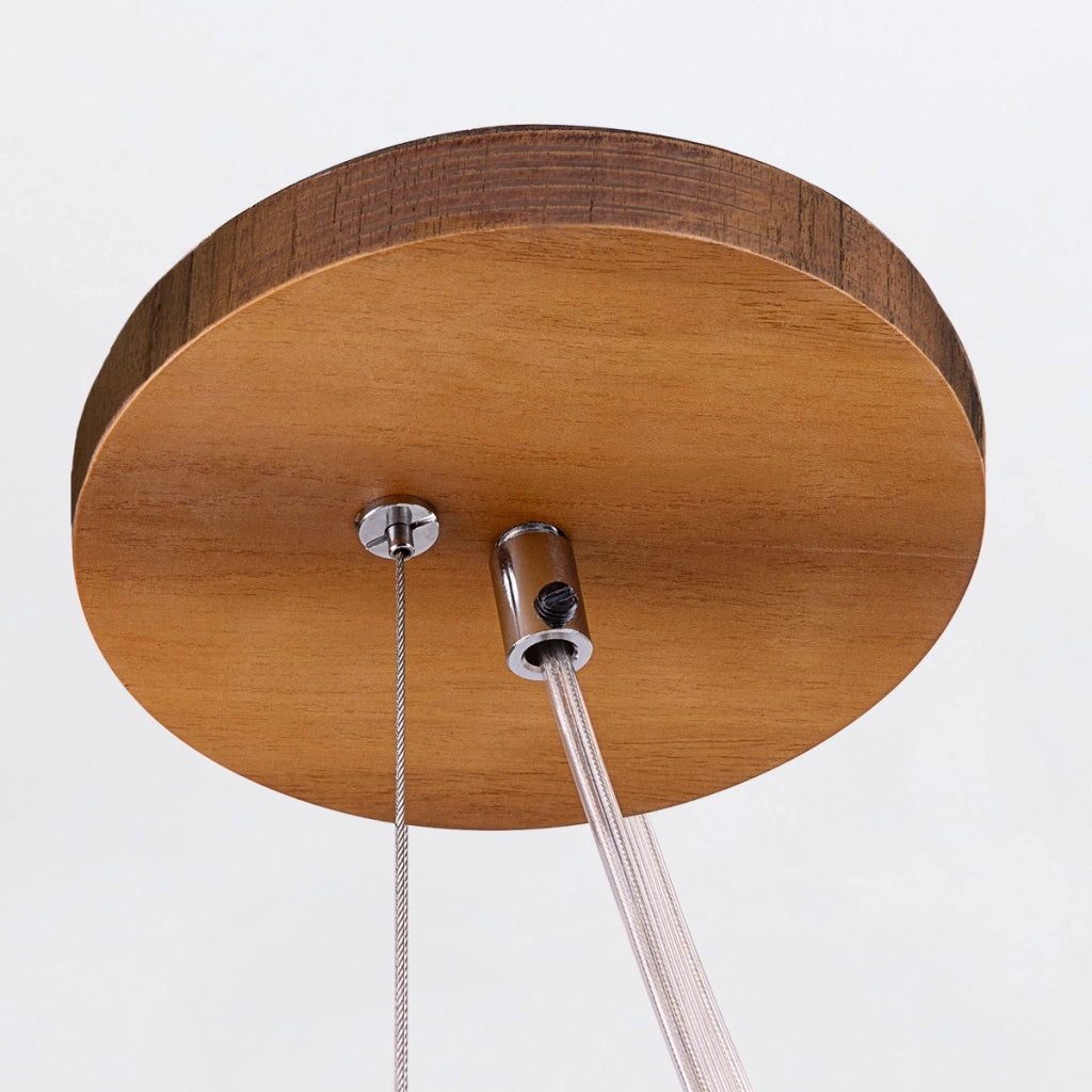 Lampada a sospensione Sfera Quintiesse teak E27 vetro opale