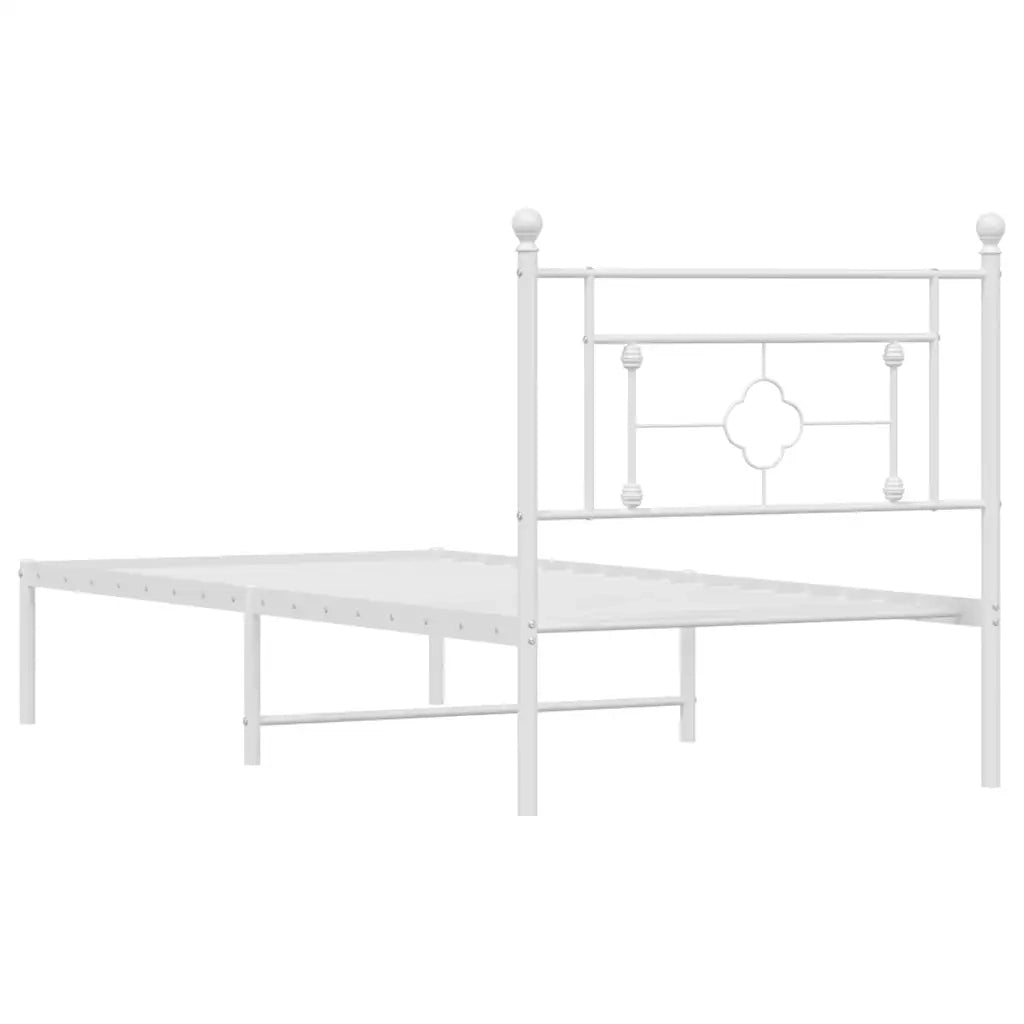 Giroletto con Testiera Metallo Bianco 100x200 cm 374383