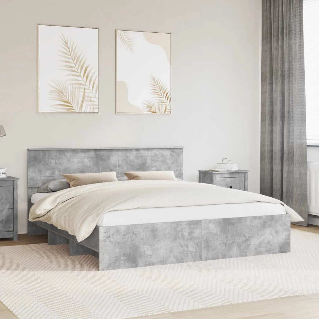 Struttura del letto con testiera Grigio cemento 200 x 200 cm